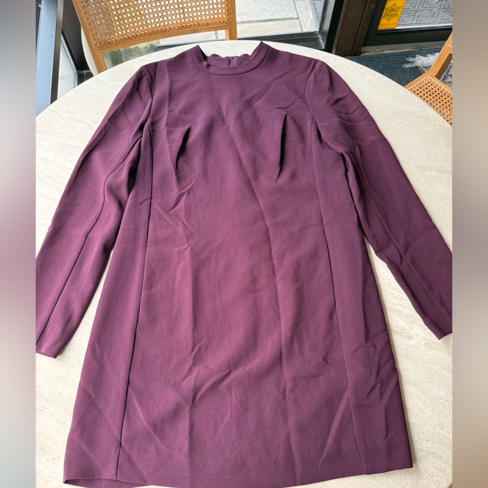 Aritzia Babaton Burgundy Maroon Long Sleeve Shift Crepe Dress NWOT 2